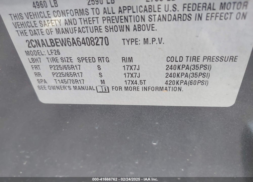 2010 CHEVROLET EQUINOX LS VIN: 2CNALBEW6A6408270