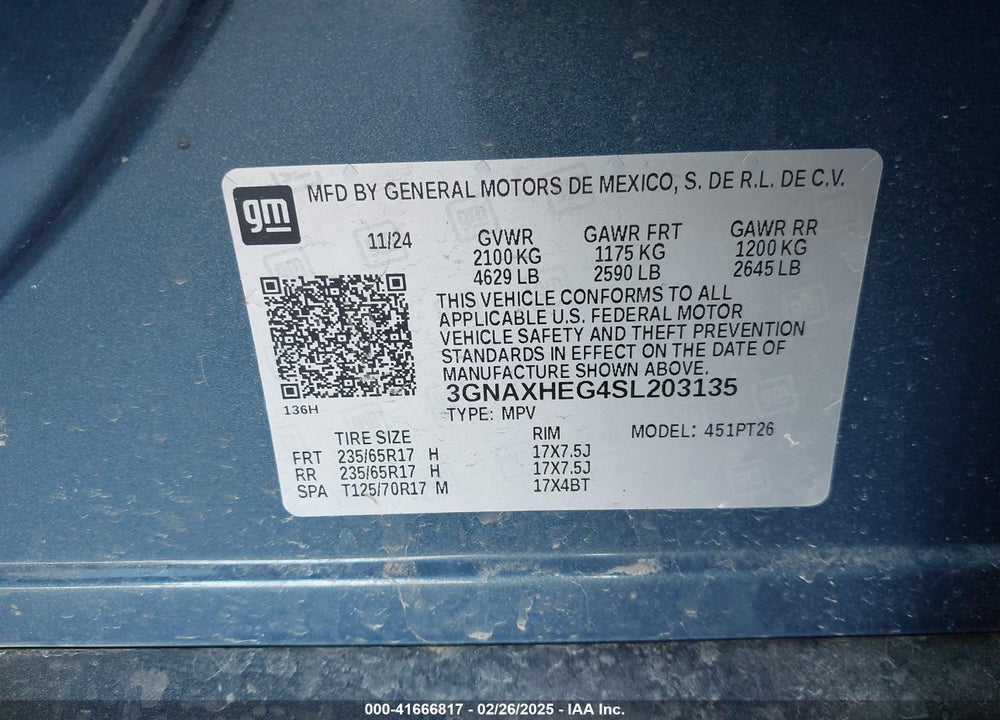 2025 CHEVROLET EQUINOX FWD LT VIN: 3GNAXHEG4SL203135