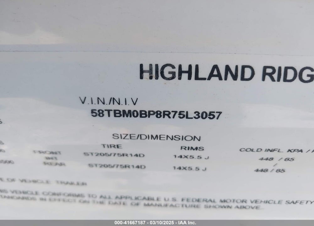 2024 HIGHLAND RIDGE OPEN RANGE VIN: 58TBM0BP8R75L3057