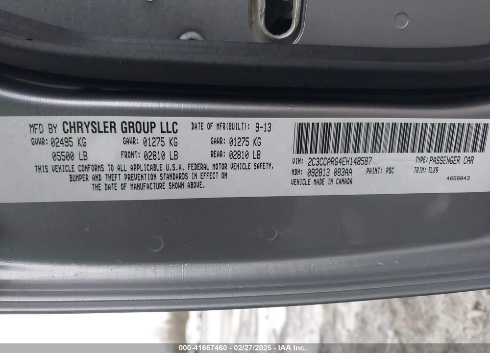 2014 CHRYSLER 300 VIN: 2C3CCARG4EH148587