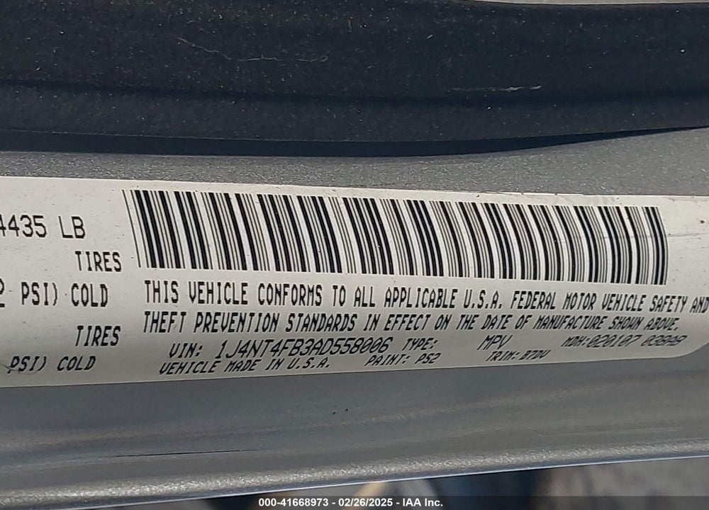 2010 JEEP COMPASS VIN: 1J4NT4FB3AD558006