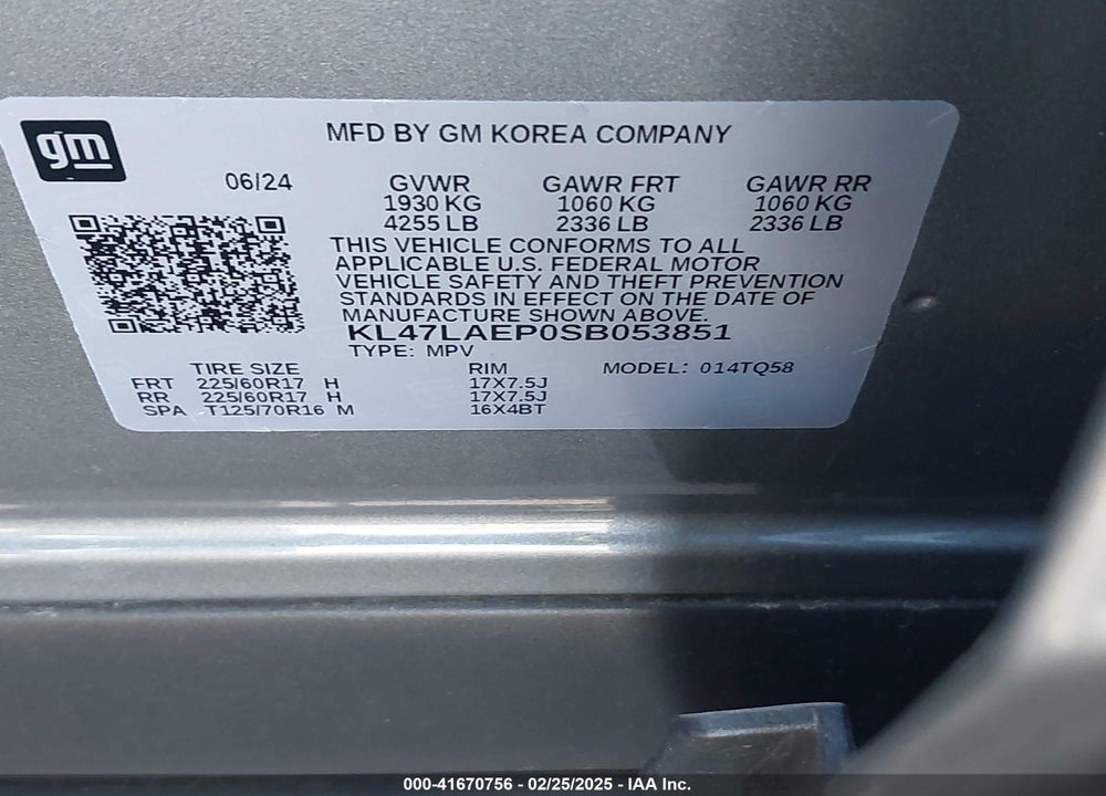 2025 BUICK ENVISTA PREFERRED FWD VIN: KL47LAEP0SB053851