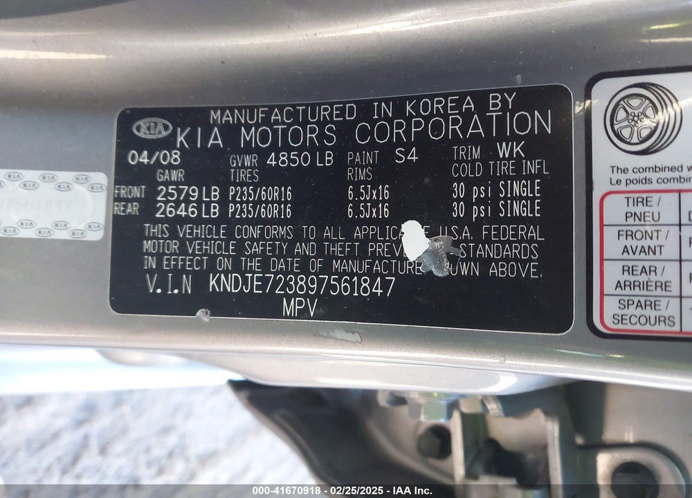 2009 KIA SPORTAGE VIN: KNDJE723897561847