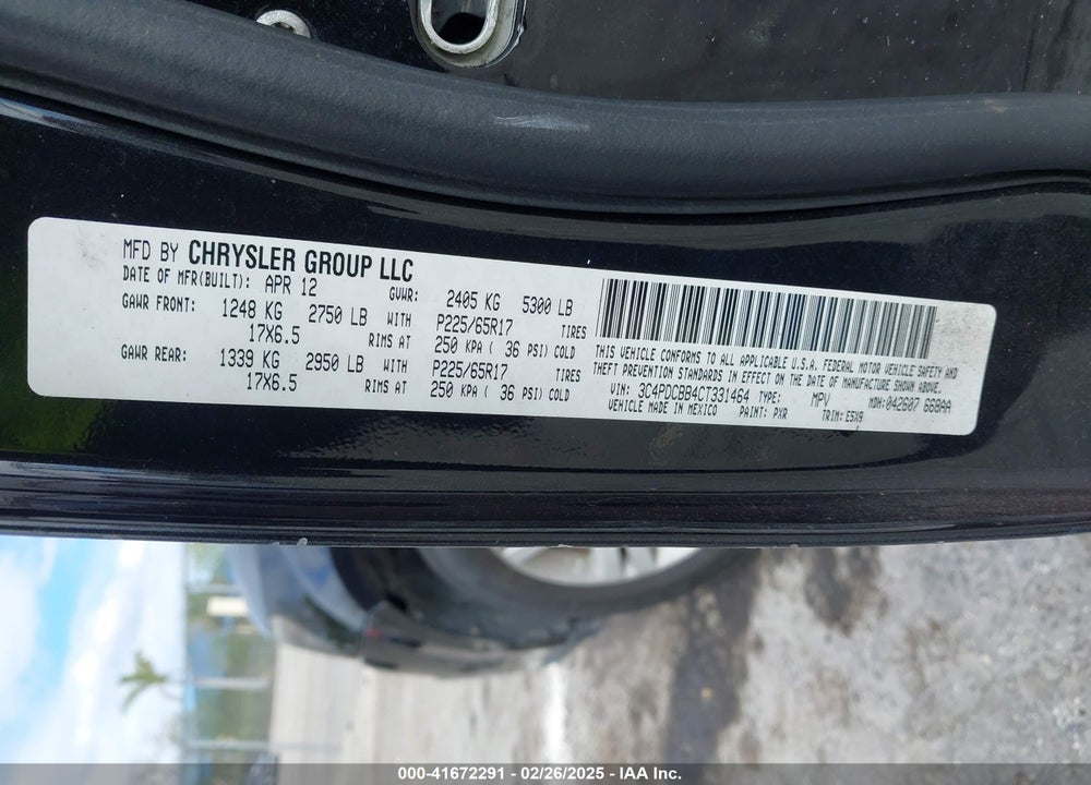 2012 DODGE JOURNEY SXT VIN: 3C4PDCBB4CT331464