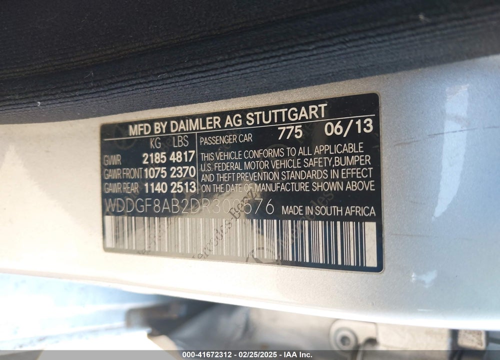 2013 MERCEDES-BENZ C 300 VIN: WDDGF8AB2DR300576