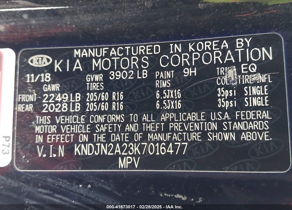 2019 KIA SOUL VIN: KNDJN2A23K7016477