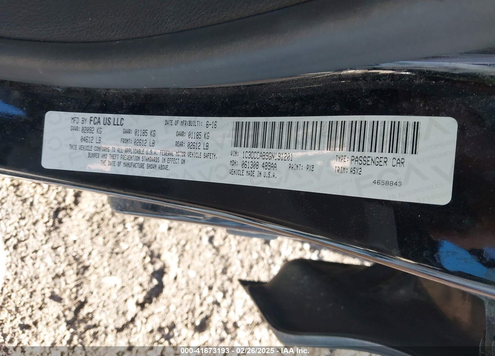 2016 CHRYSLER 200 LIMITED VIN: 1C3CCCAB9GN191201