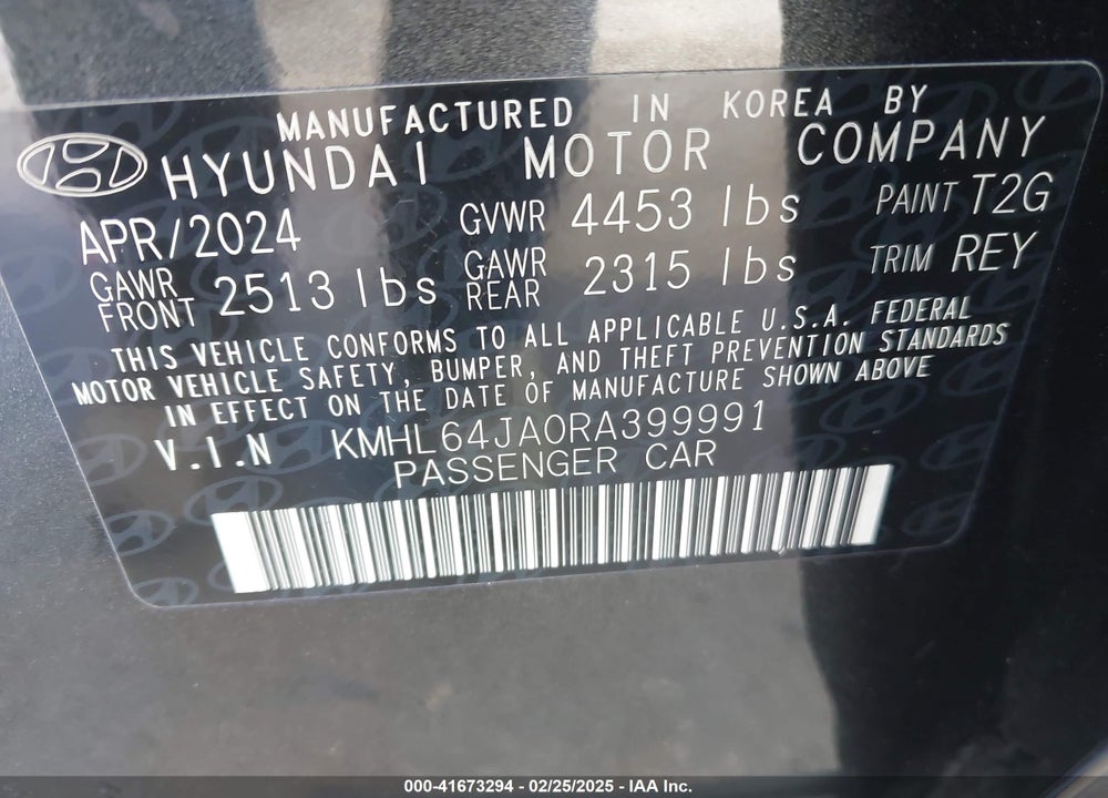 2024 HYUNDAI SONATA SEL VIN: KMHL64JA0RA399991