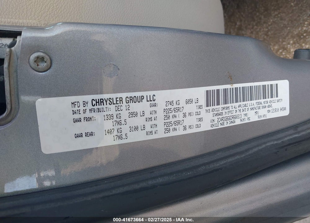 2013 DODGE GRAND CARAVAN SE VIN: 2C4RDGBG6DR660313
