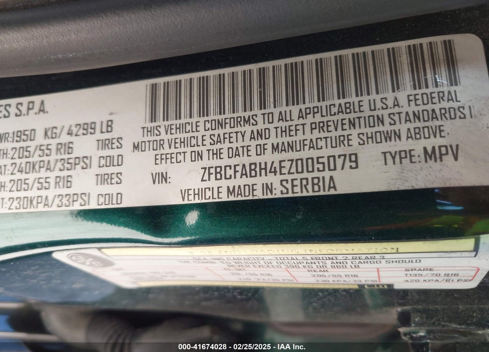 2014 FIAT 500L VIN: ZFBCFABH4EZ005079