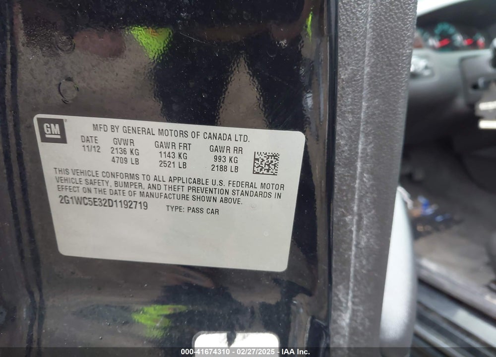 2013 CHEVROLET IMPALA VIN: 2G1WC5E32D1192719