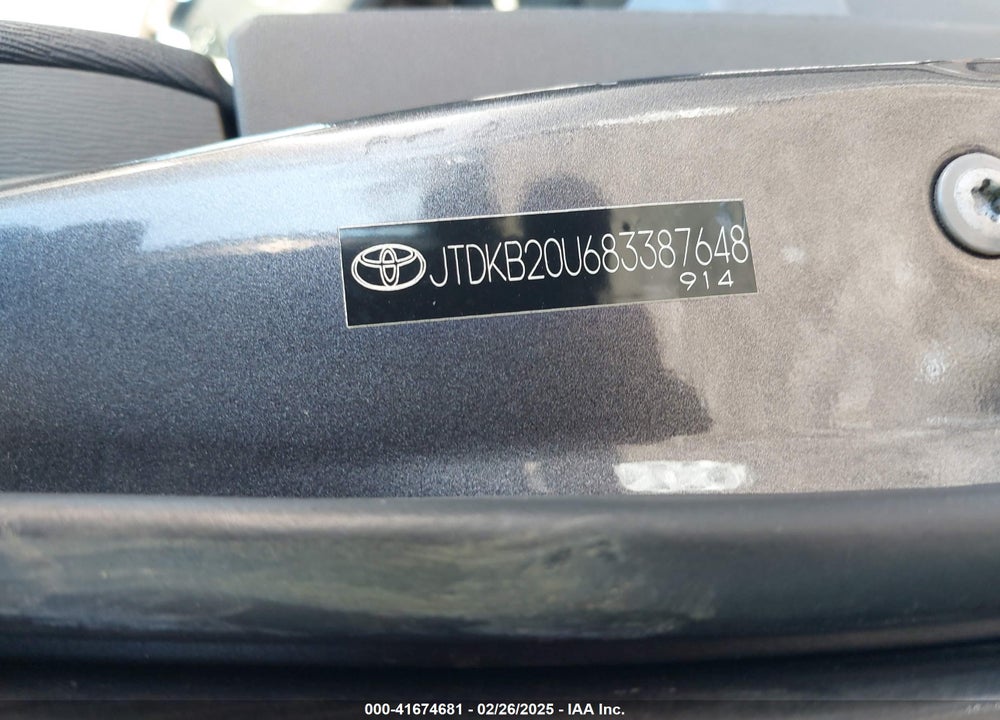 2008 TOYOTA PRIUS VIN: JTDKB20U683387648