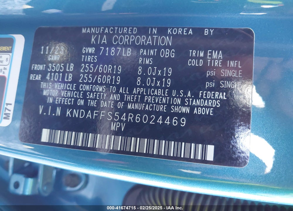 2024 KIA EV9 WIND VIN: KNDAFFS54R6024469