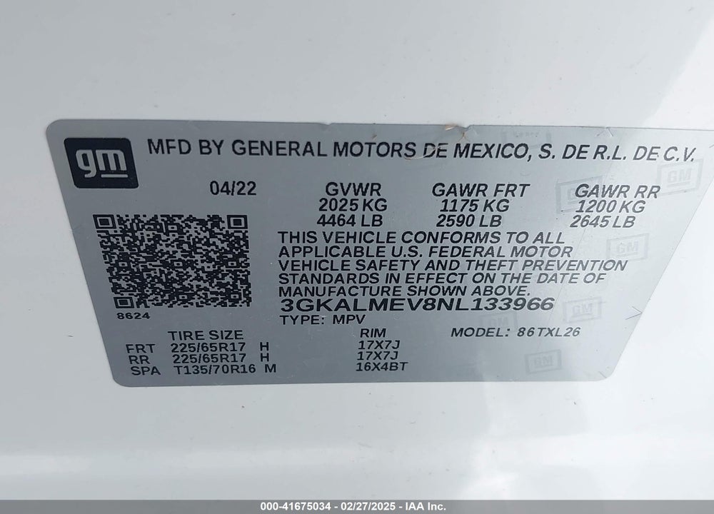 2022 GMC TERRAIN VIN: 3GKALMEV8NL133966