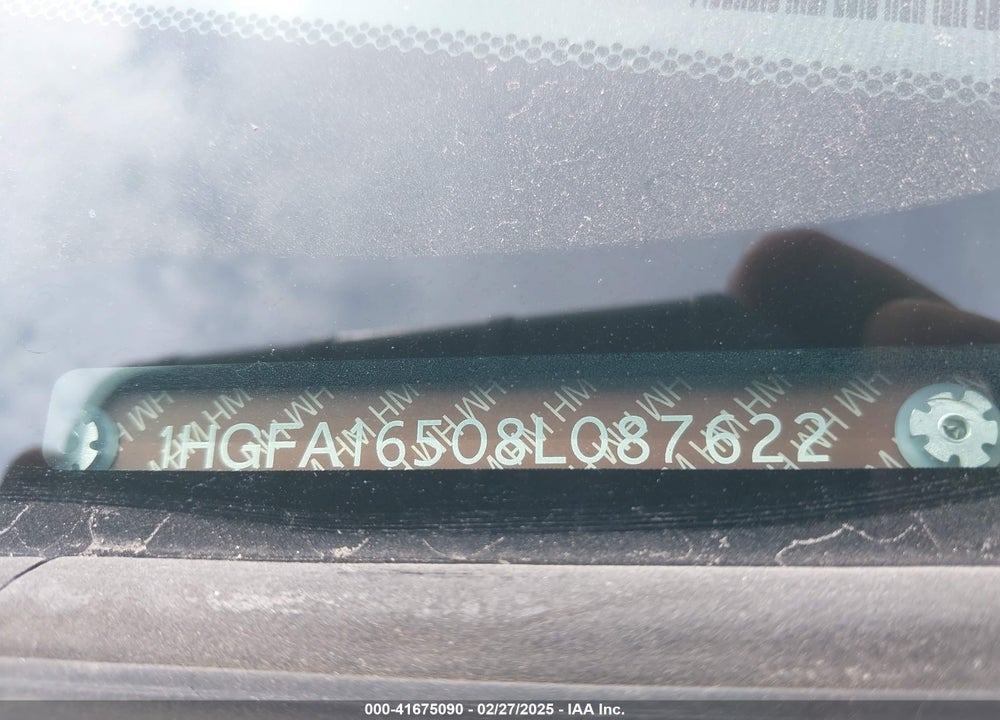 2008 HONDA CIVIC VIN: 1HGFA16508L087622