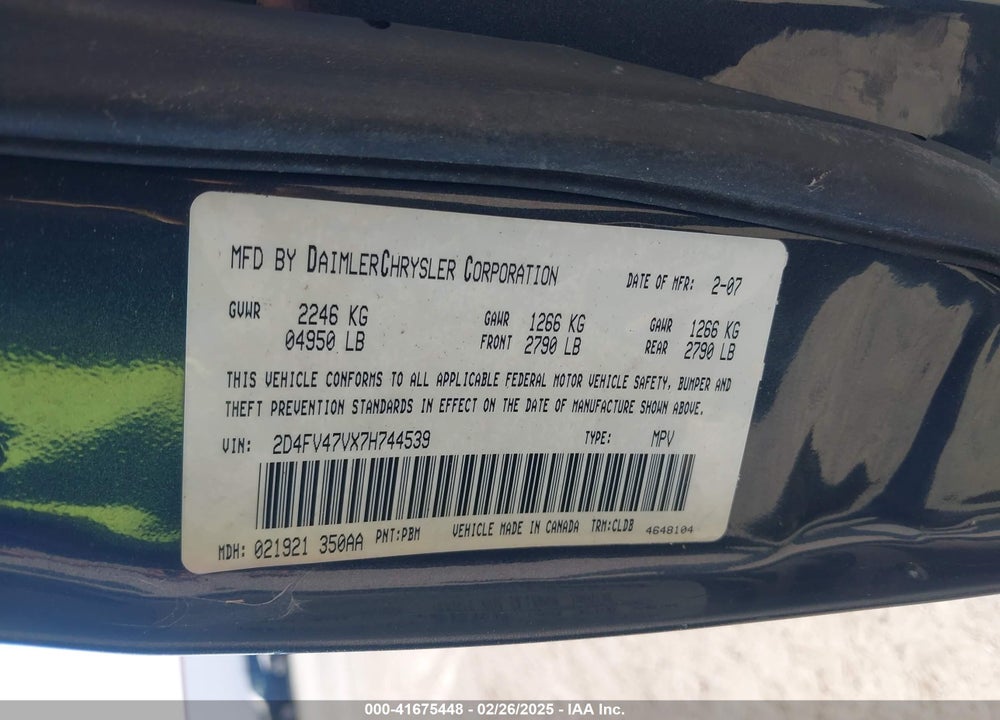 2007 DODGE MAGNUM VIN: 2D4FV47VX7H744539
