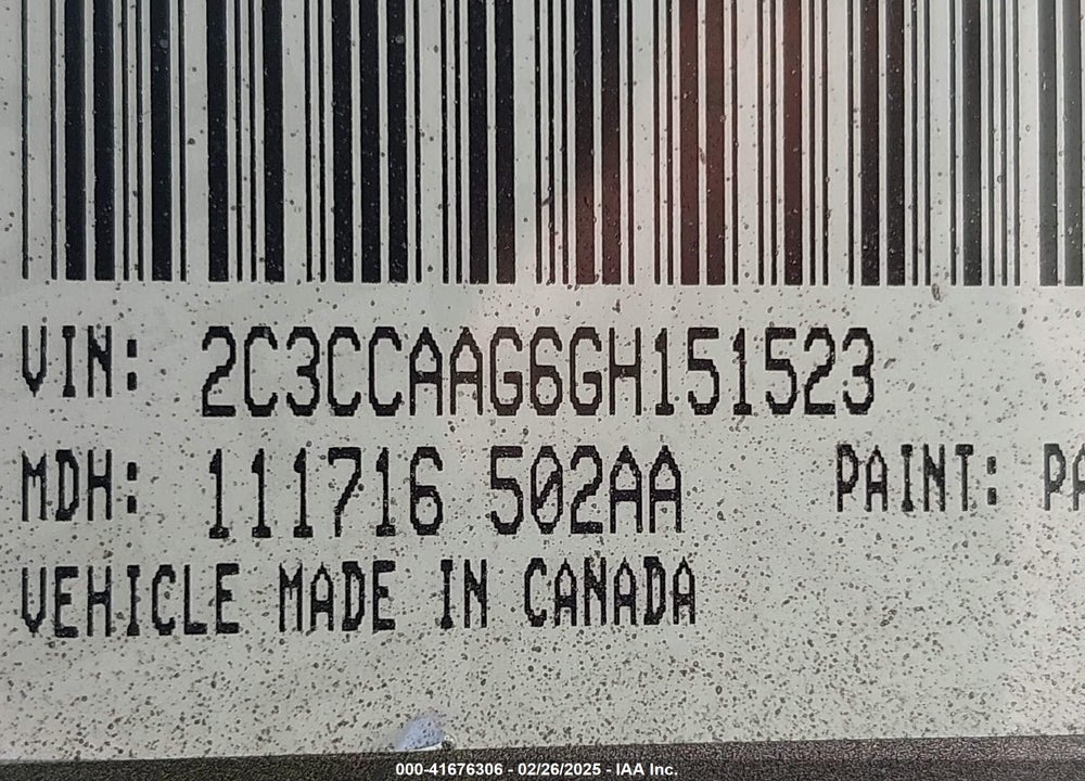 2016 CHRYSLER 300 VIN: 2C3CCAAG6GH151523