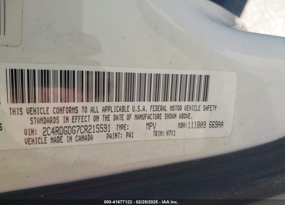 2012 DODGE GRAND CARAVAN SXT VIN: 2C4RDGCG6CR275427