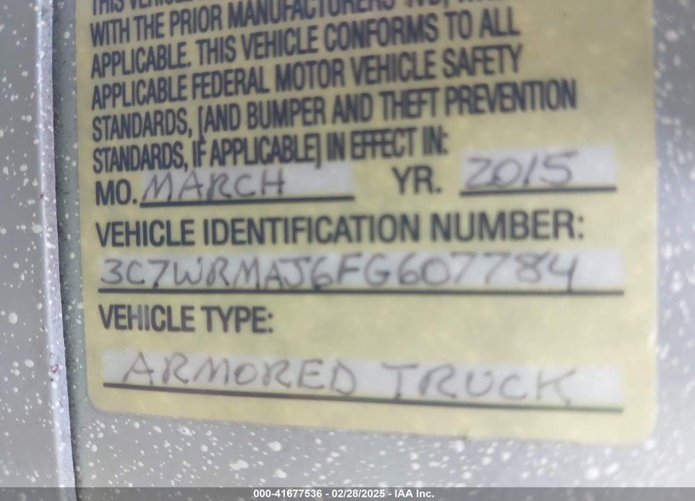 2015 RAM 5500 CHASSIS TRADESMAN/SLT VIN: 3C7WRMAJ6FG607784