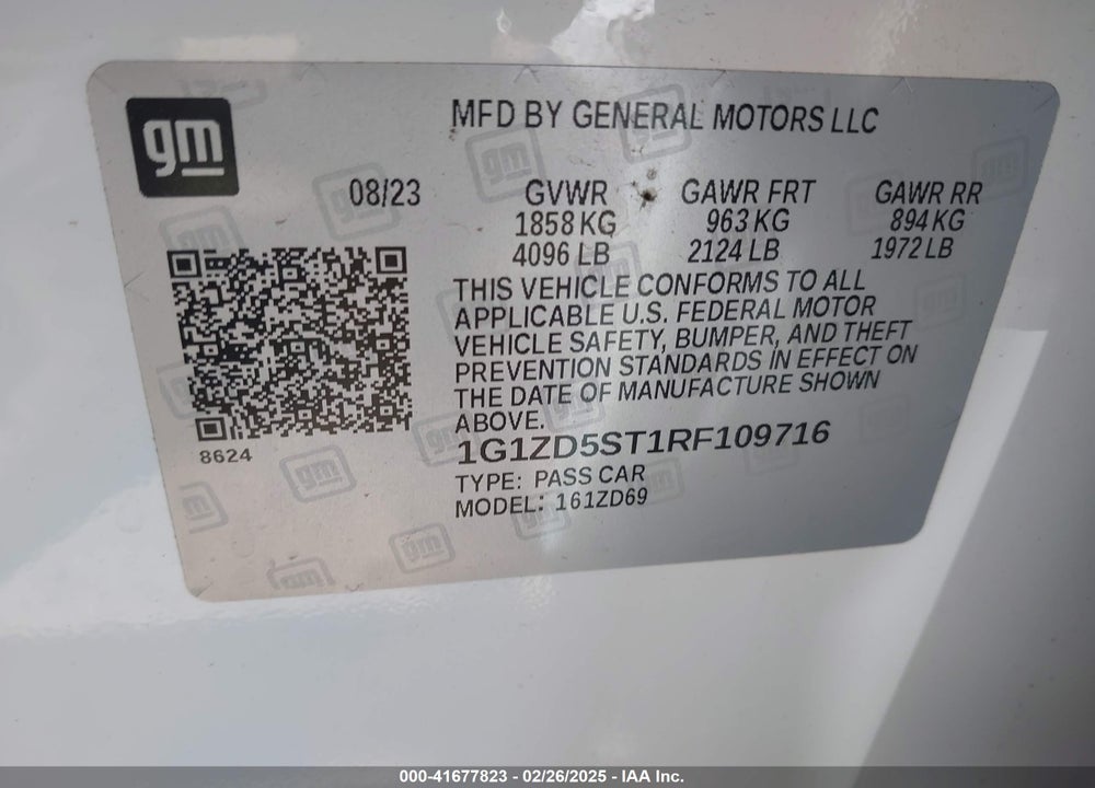 2024 CHEVROLET MALIBU VIN: 1G1ZD5ST1RF109716
