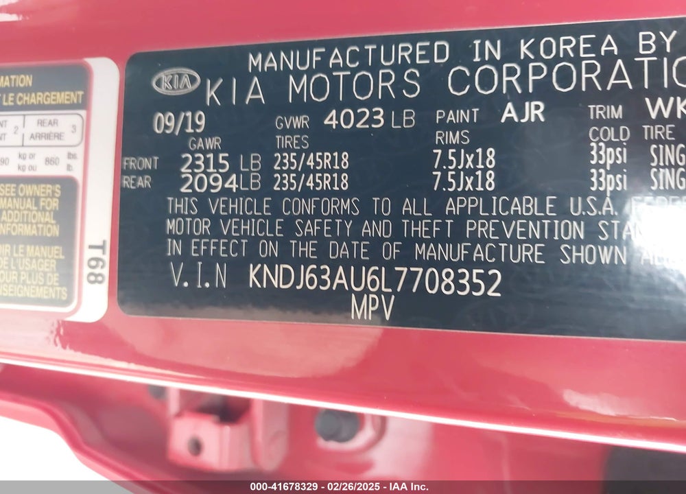 2020 KIA SOUL VIN: KNDJ63AU6L7708352