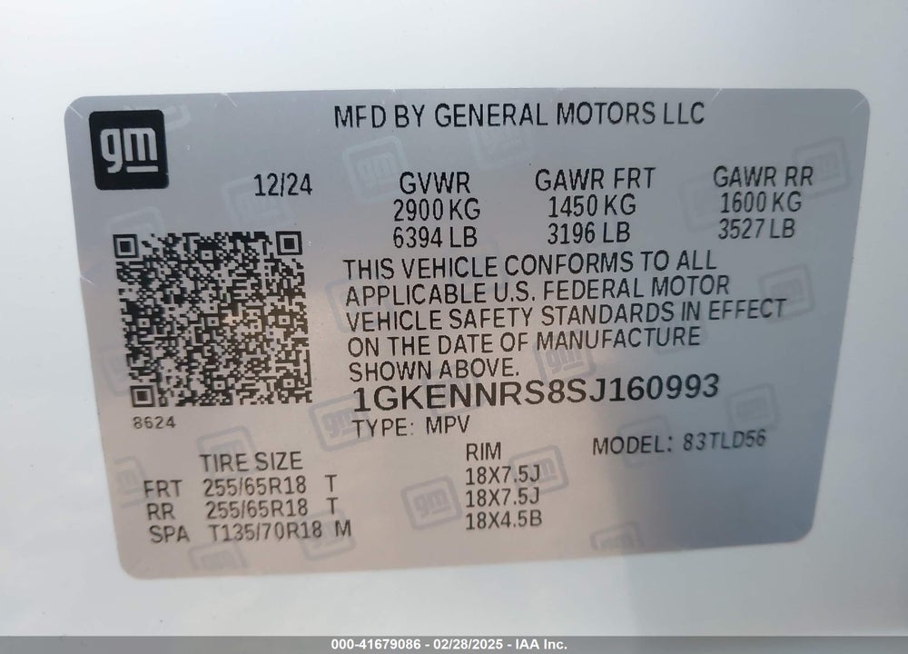 2025 GMC ACADIA VIN: 1GKENNRS8SJ160993