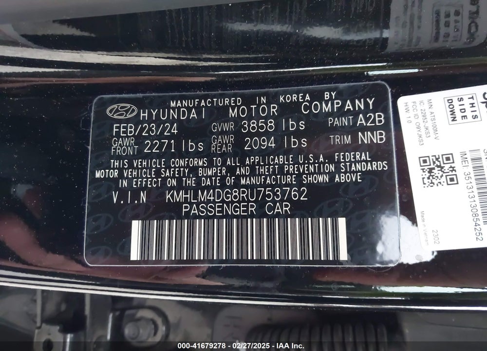 2024 HYUNDAI ELANTRA VIN: KMHLM4DG8RU753762