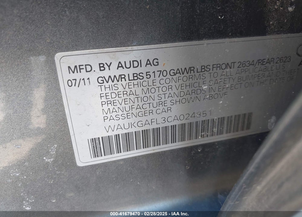 2012 AUDI S4 3.0 PREMIUM PLUS VIN: WAUKGAFL3CA024851