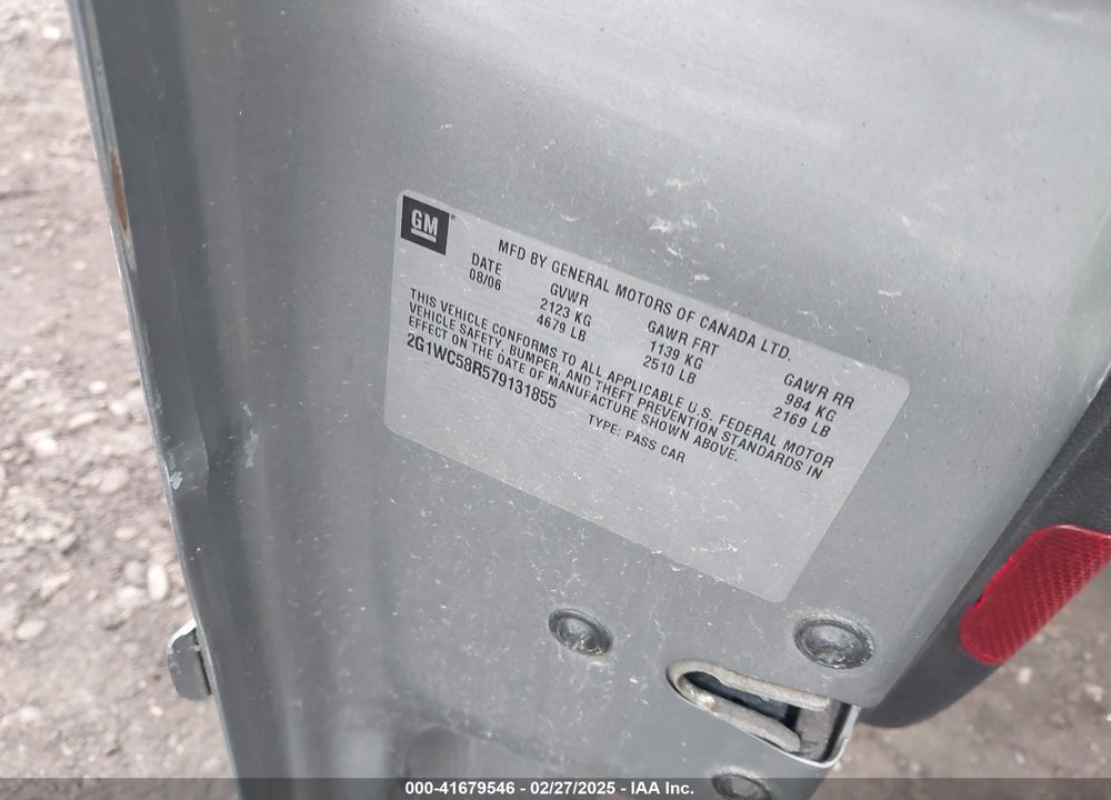 2007 CHEVROLET IMPALA VIN: 2G1WC58R579131855