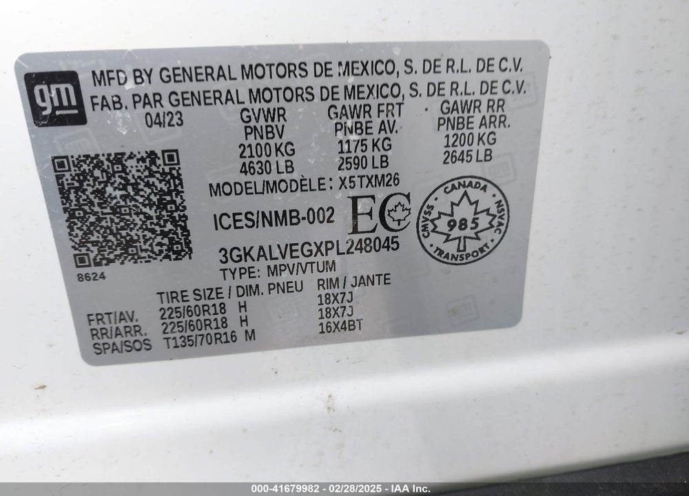 2023 GMC TERRAIN VIN: 3GKALVEGXPL248045