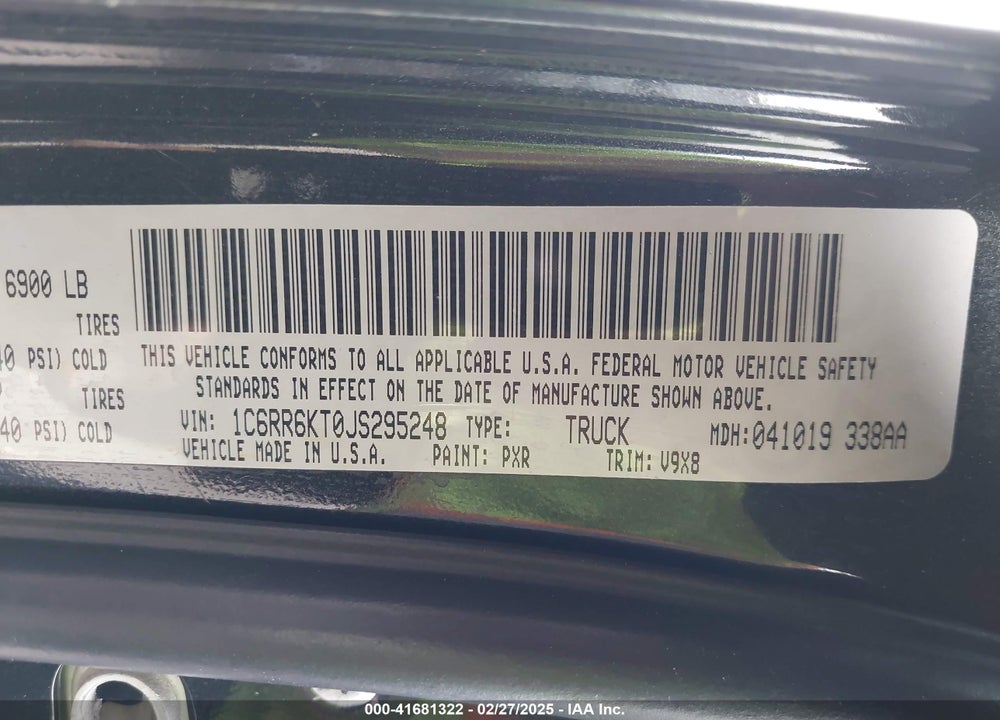 2018 RAM 1500 VIN: 1C6RR6KT0JS295248