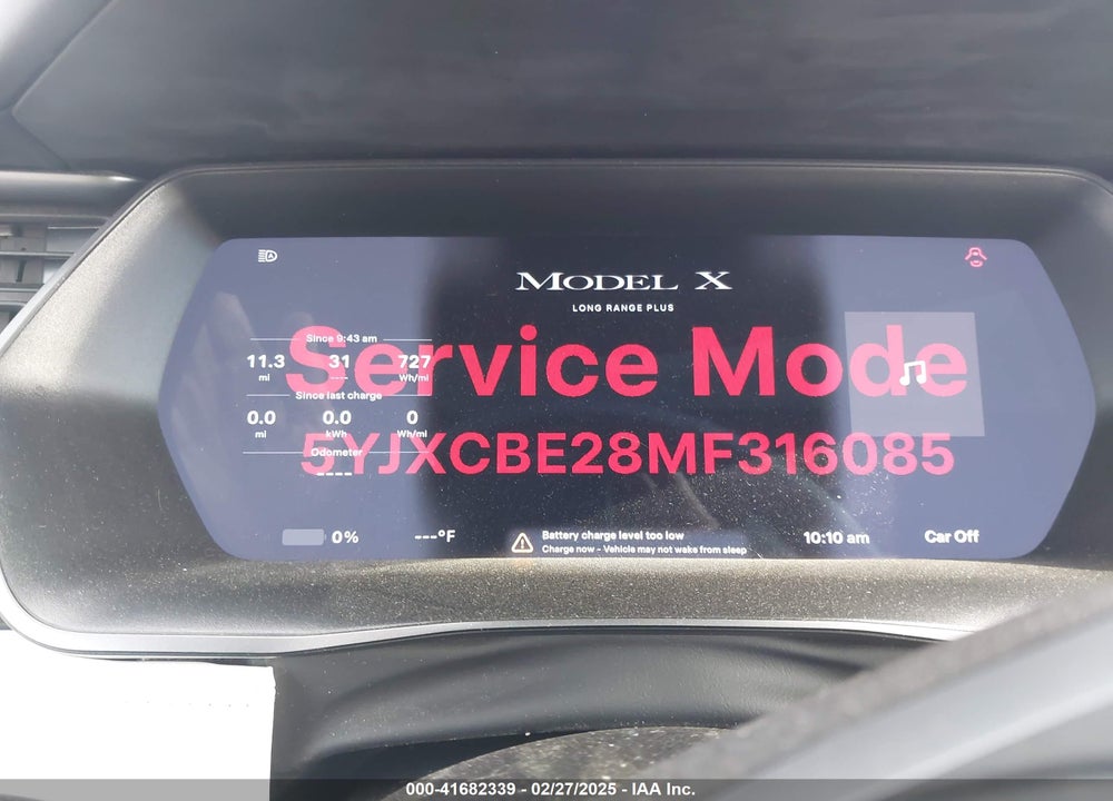 2021 TESLA MODEL X VIN: 5YJXCBE28MF316085