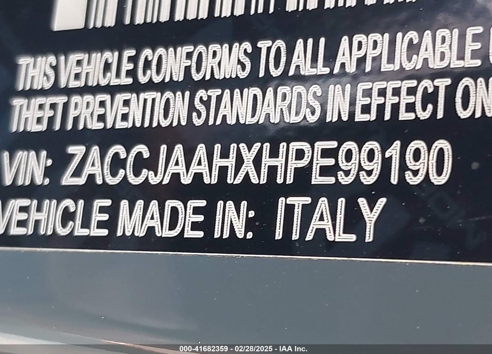2017 JEEP RENEGADE VIN: ZACCJAAHXHPE99190