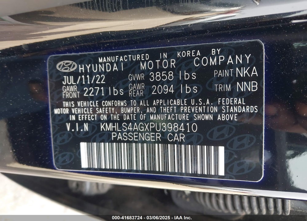 2023 HYUNDAI ELANTRA SEL VIN: KMHLS4AGXPU398410
