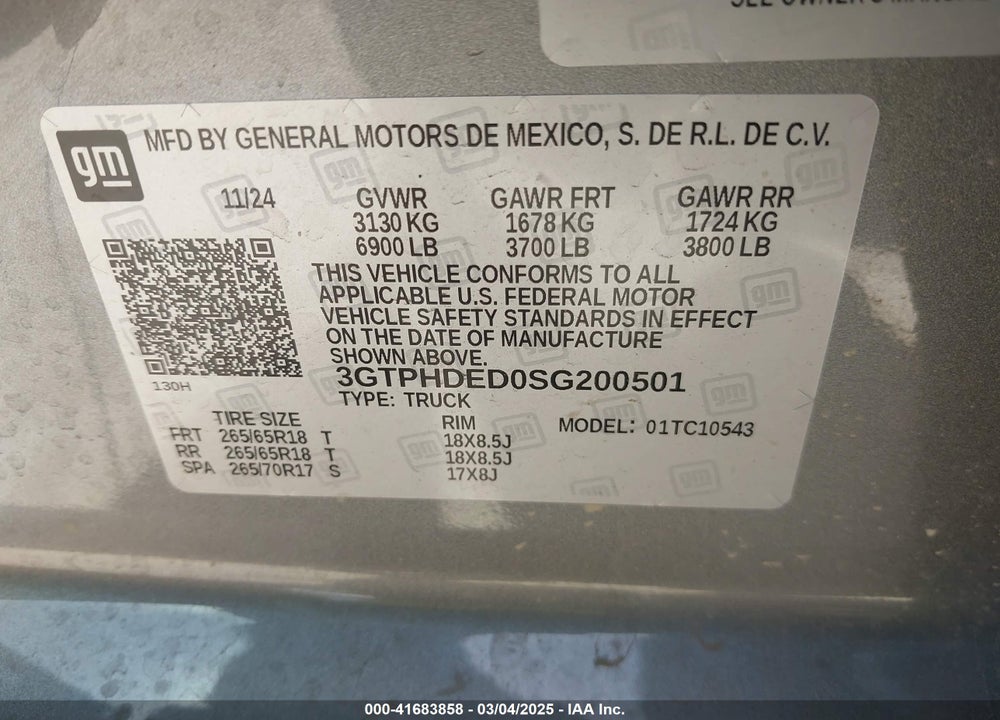 2025 GMC SIERRA VIN: 3GTPHDED0SG200501