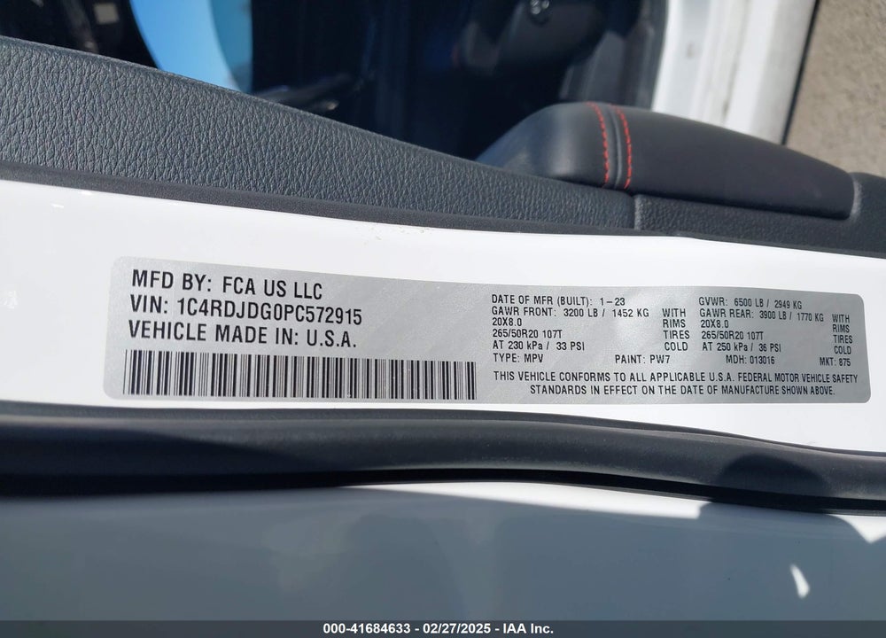 2023 DODGE DURANGO GT PLUS AWD VIN: 1C4RDJDG0PC572915