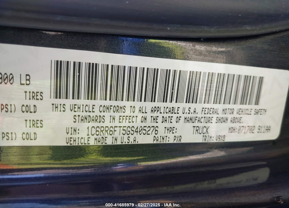 2016 RAM 1500 VIN: 1C6RR6FT5GS405276