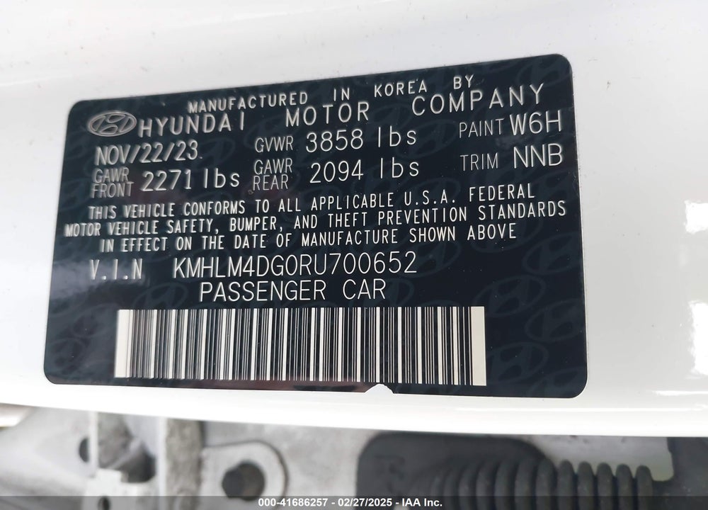 2024 HYUNDAI ELANTRA SEL VIN: KMHLM4DG0RU700652