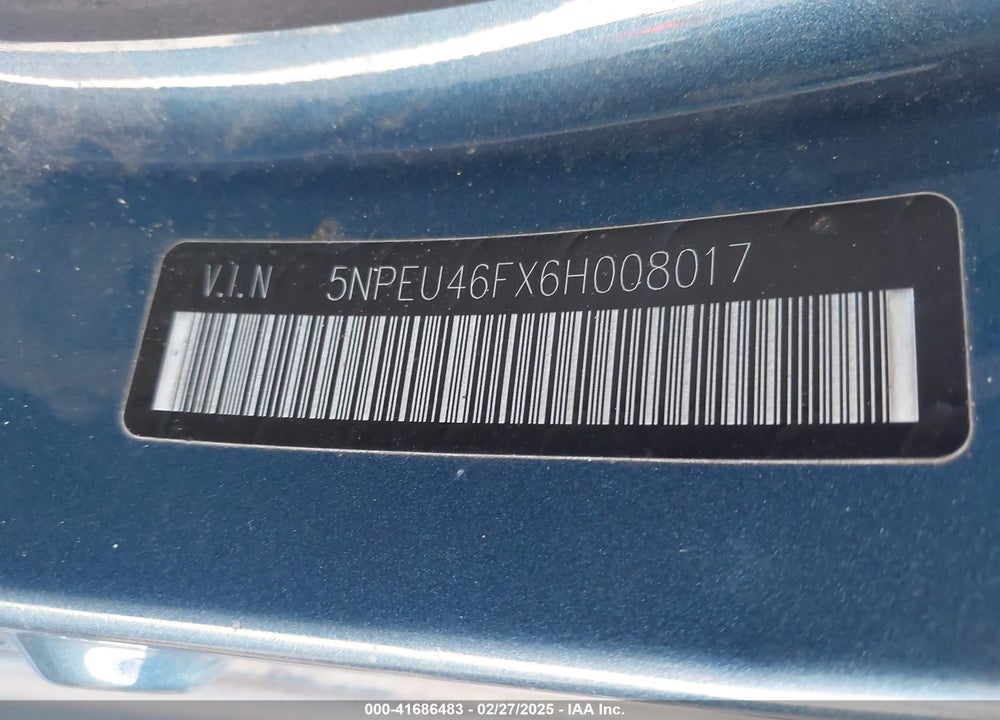 2006 HYUNDAI SONATA VIN: 5NPEU46FX6H008017