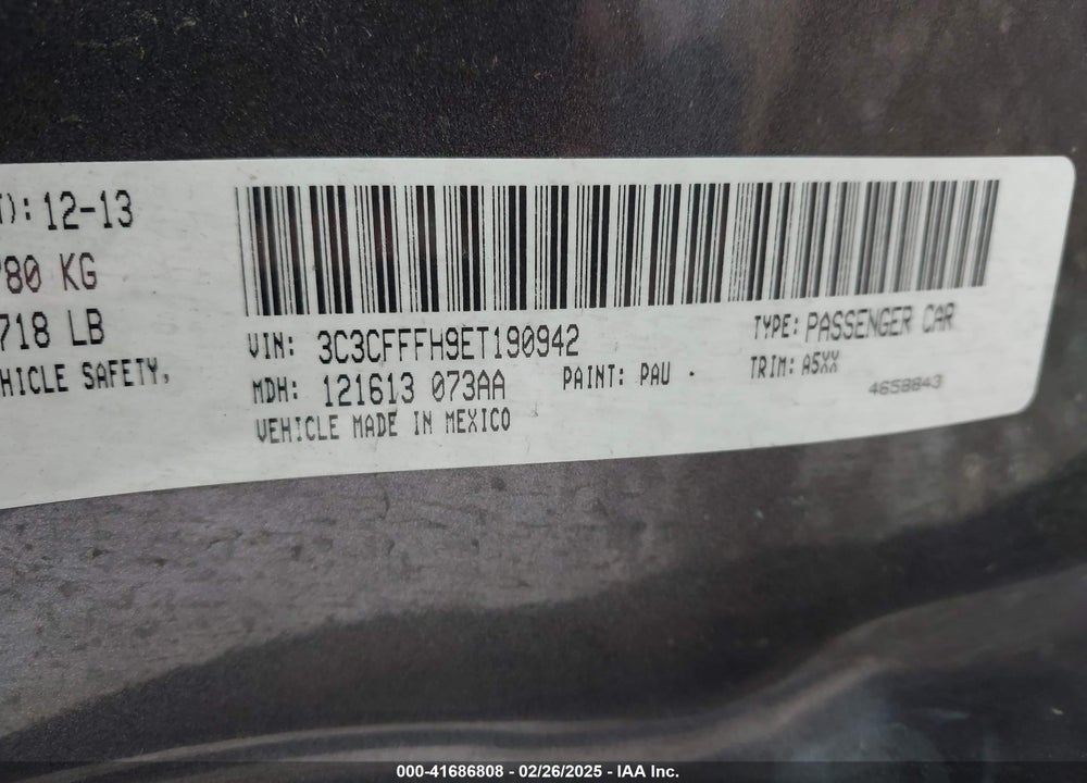 2014 FIAT 500 ABARTH VIN: 3C3CFFFH9ET190942