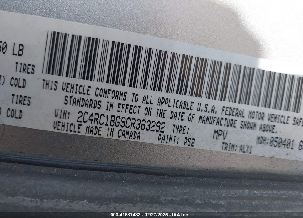 2012 CHRYSLER TOWN & COUNTRY VIN: 2C4RC1BG9CR363292