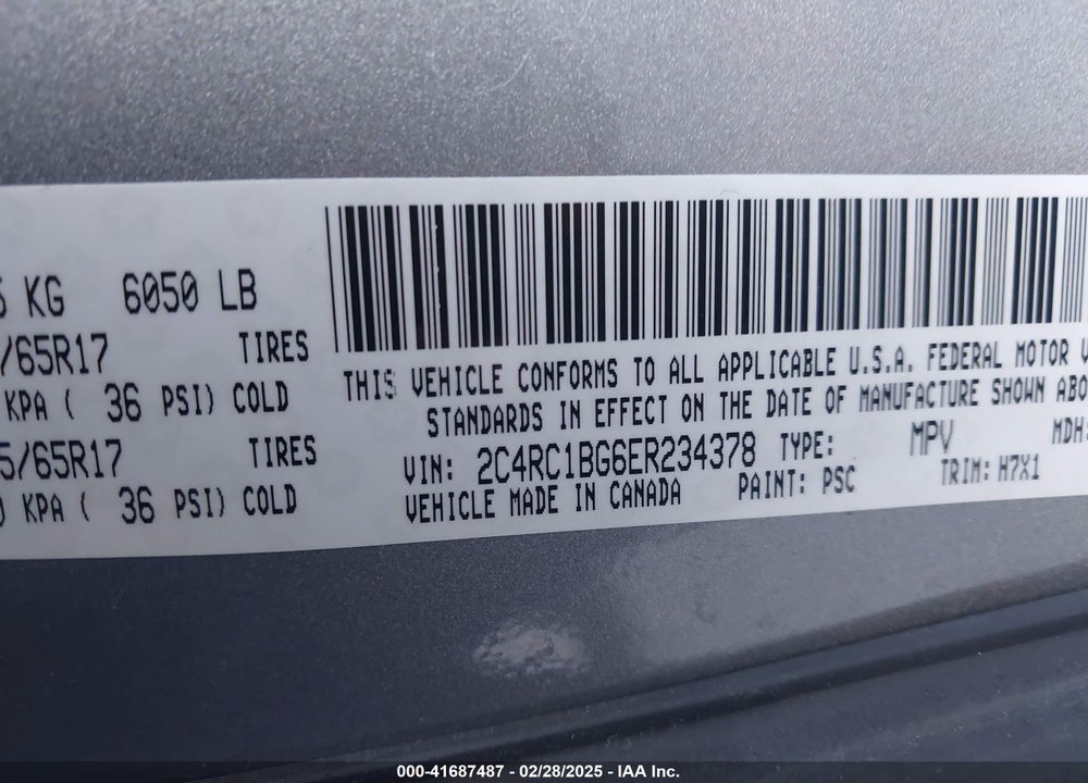 2014 CHRYSLER TOWN & COUNTRY TOURING VIN: 2C4RC1BG6ER234378