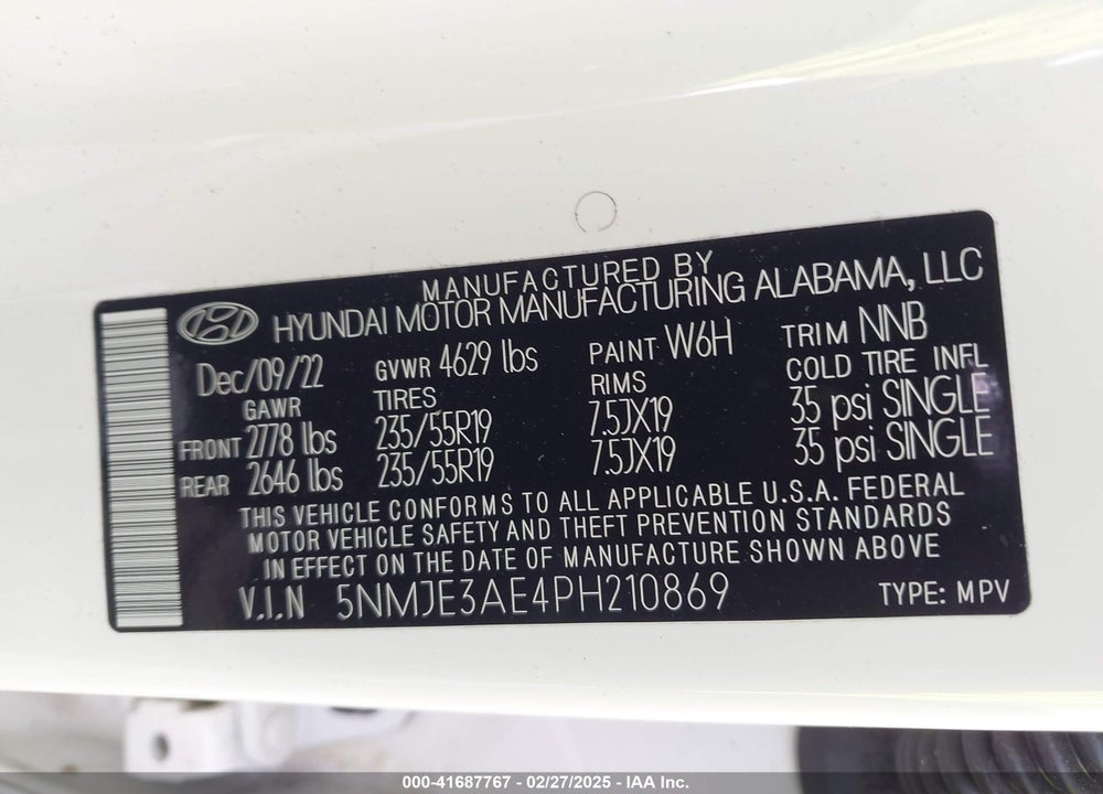 2023 HYUNDAI TUCSON VIN: 5NMJE3AE4PH210869