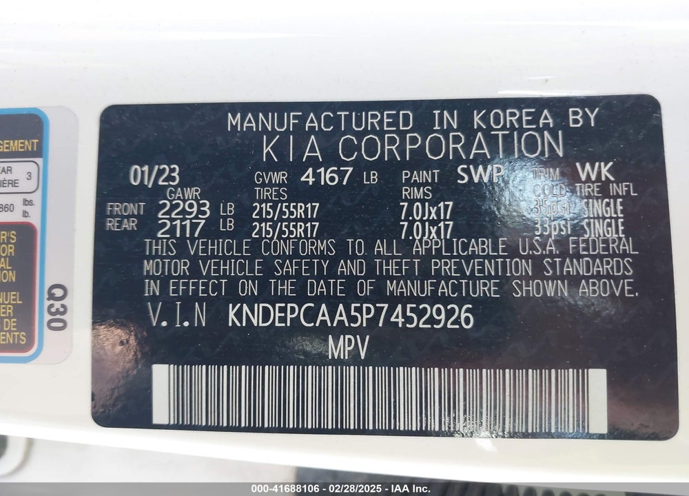 2023 KIA SELTOS LX VIN: KNDEPCAA5P7452926