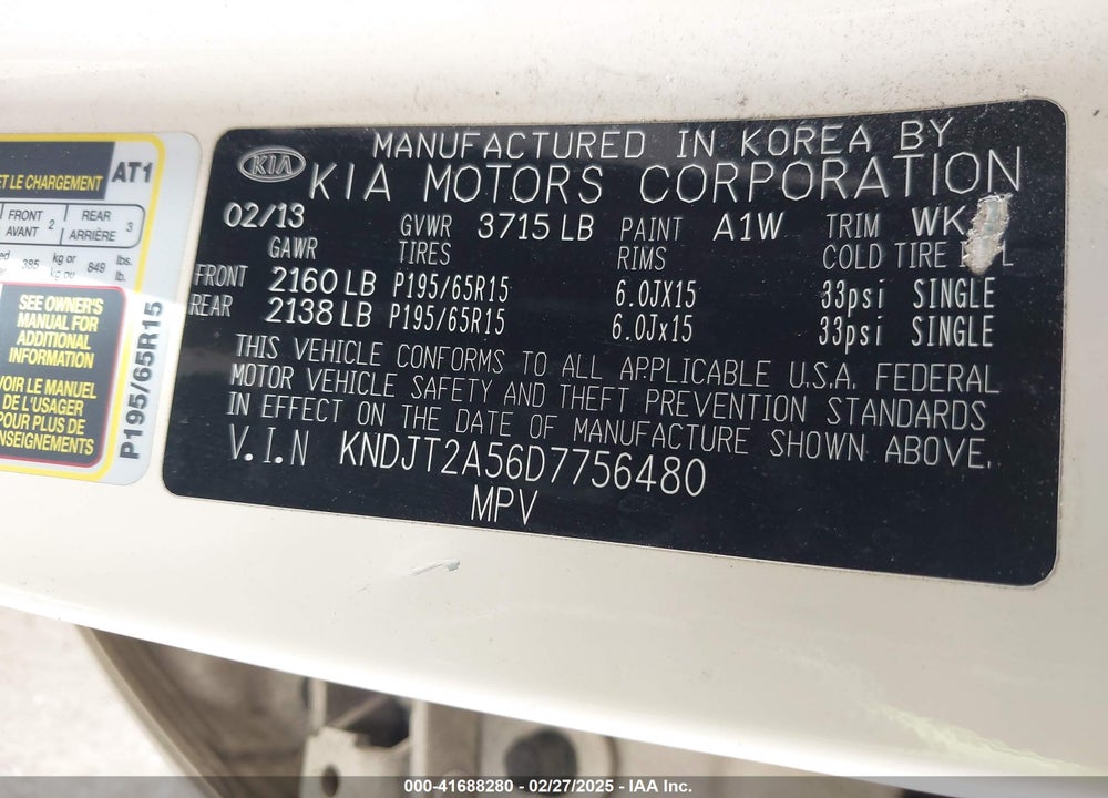 2013 KIA SOUL VIN: KNDJT2A56D7756480