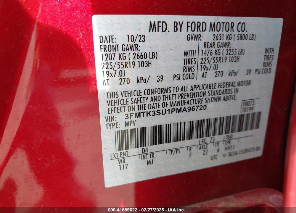 2023 FORD MUSTANG MACH-E PREMIUM VIN: 3FMTK3SU1PMA96720