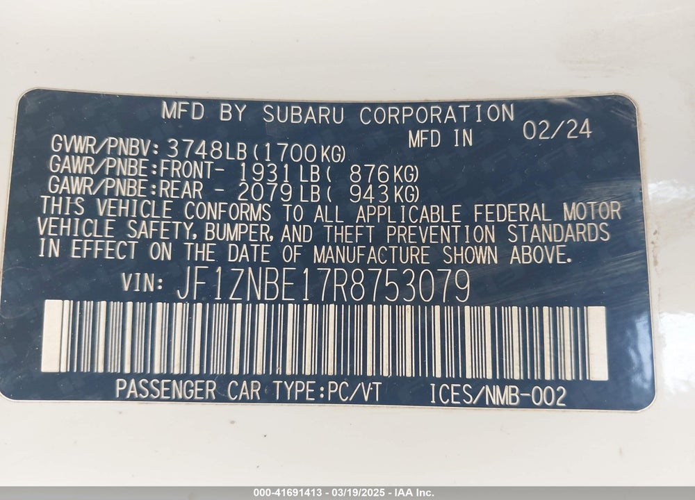 2024 TOYOTA GR86 VIN: JF1ZNBE17R8753079