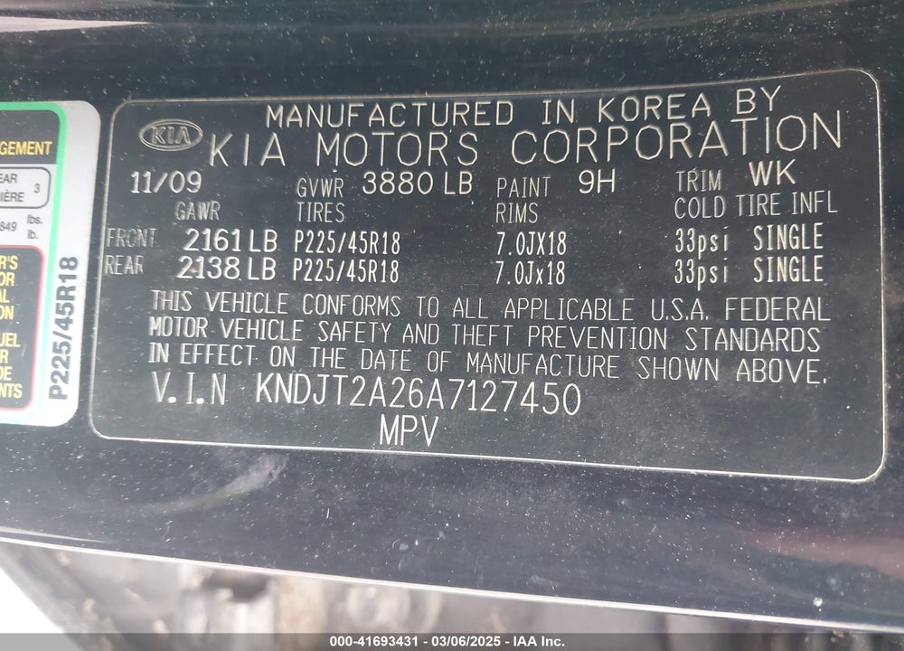 2010 KIA SOUL VIN: KNDJT2A26A7127450
