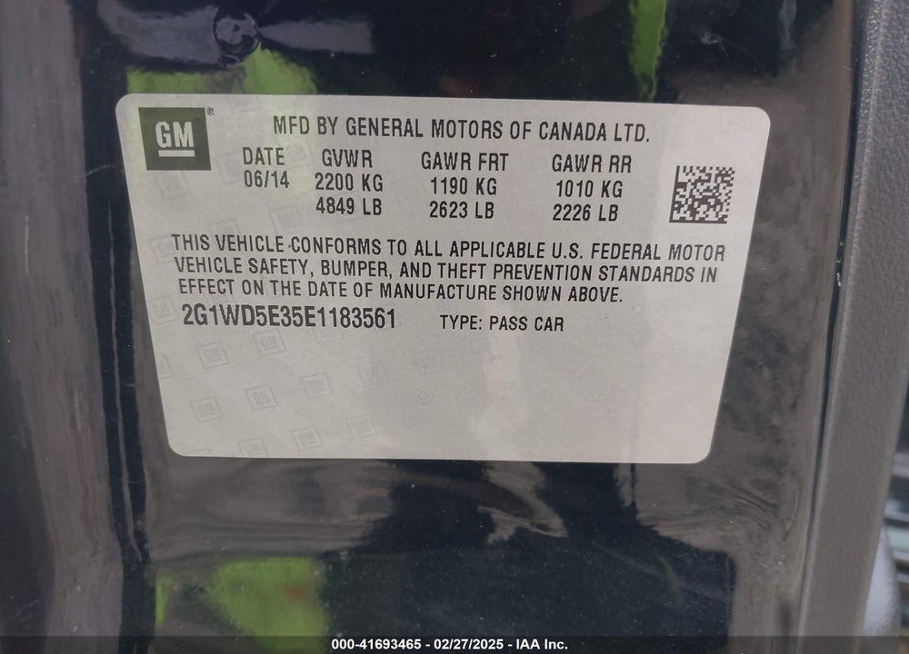 2014 CHEVROLET IMPALA LIMITED VIN: 2G1WD5E35E1183561