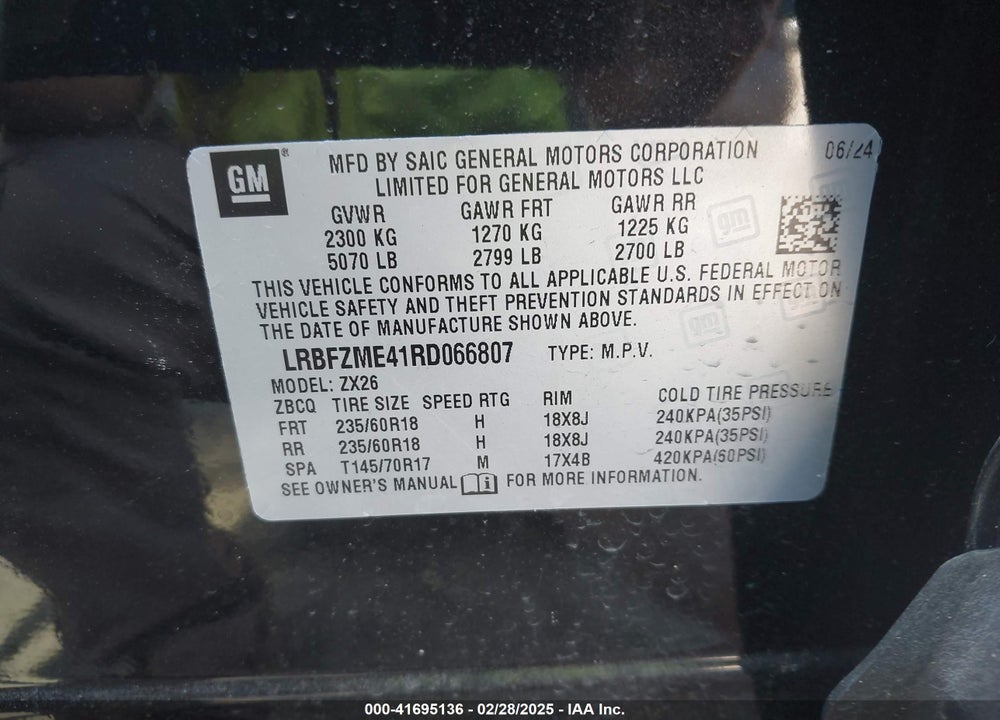 2024 BUICK ENVISION VIN: LRBFZME41RD066807